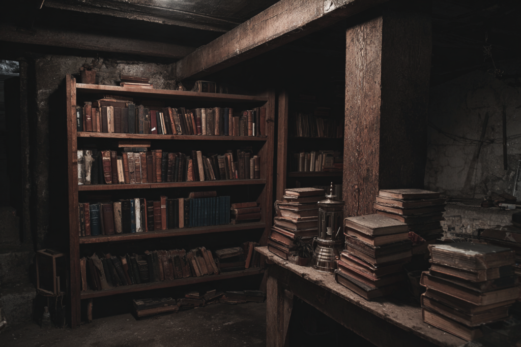 The Shadow in the Pages dark basement
